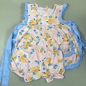 Orange floral apron set